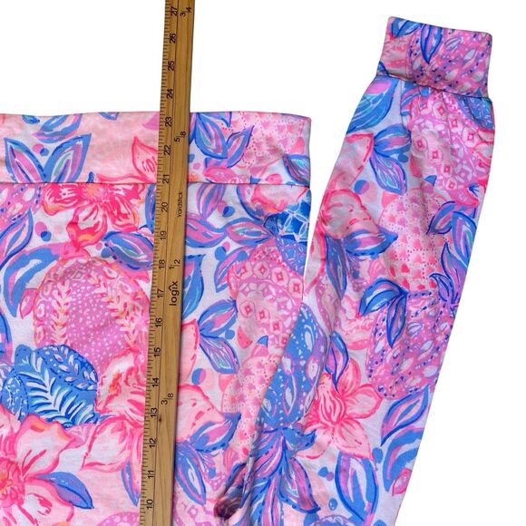 Lilly Pulitzer Jansen Sweatshirt M Pink Blue Puff Sleeve Resort Coastal Cruise - Picture 4 of 7